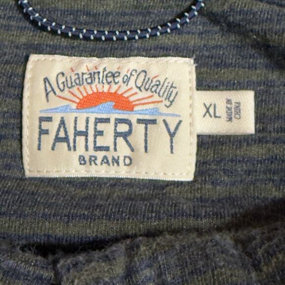 Faherty Long Sleeve Polo Shirt XL Striped Pima Modal Soft Knit - Picture 2 of 11